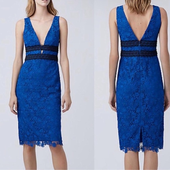 Diane Von Furstenberg Viera DVF Blue Lace V-Neck Dress 2 Nwt - Picture 1 of 15